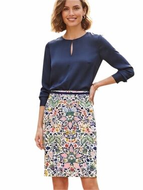 Boden Multicolor Floral Pencil Skirt Classic Knee Length Size 6